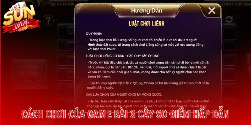 Cách chơi của game bài 3 cây so điểm hấp dẫn