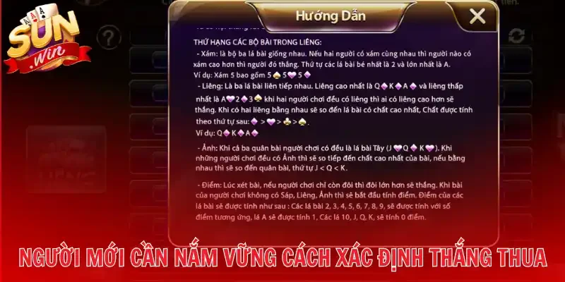 Người mới cần nắm vững cách xác định thắng thua